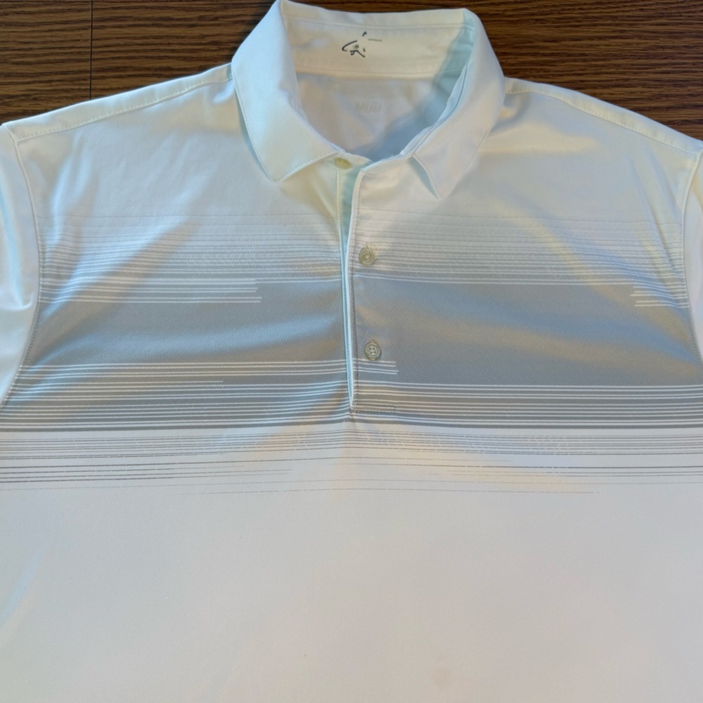 Greg Norman White/Gray (1/$10 or 2/$15) Flattering Stripes Across Chest
